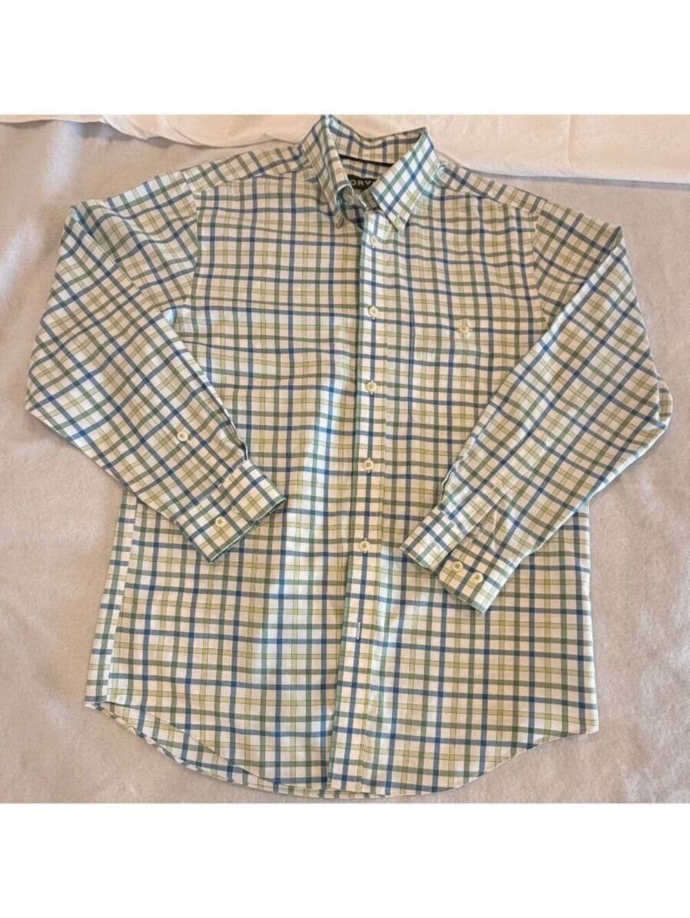 ORVIS Men's Button Down in Green & White Plaid size M